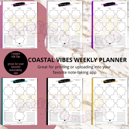 Coastal Weekly Planner Template - Digital Template