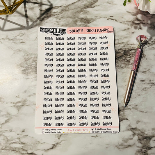 Payday Script It - Budget Sticker Sheet